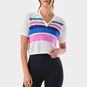 TAVI Prep Polo Cropped Short Sleeve Top Size M